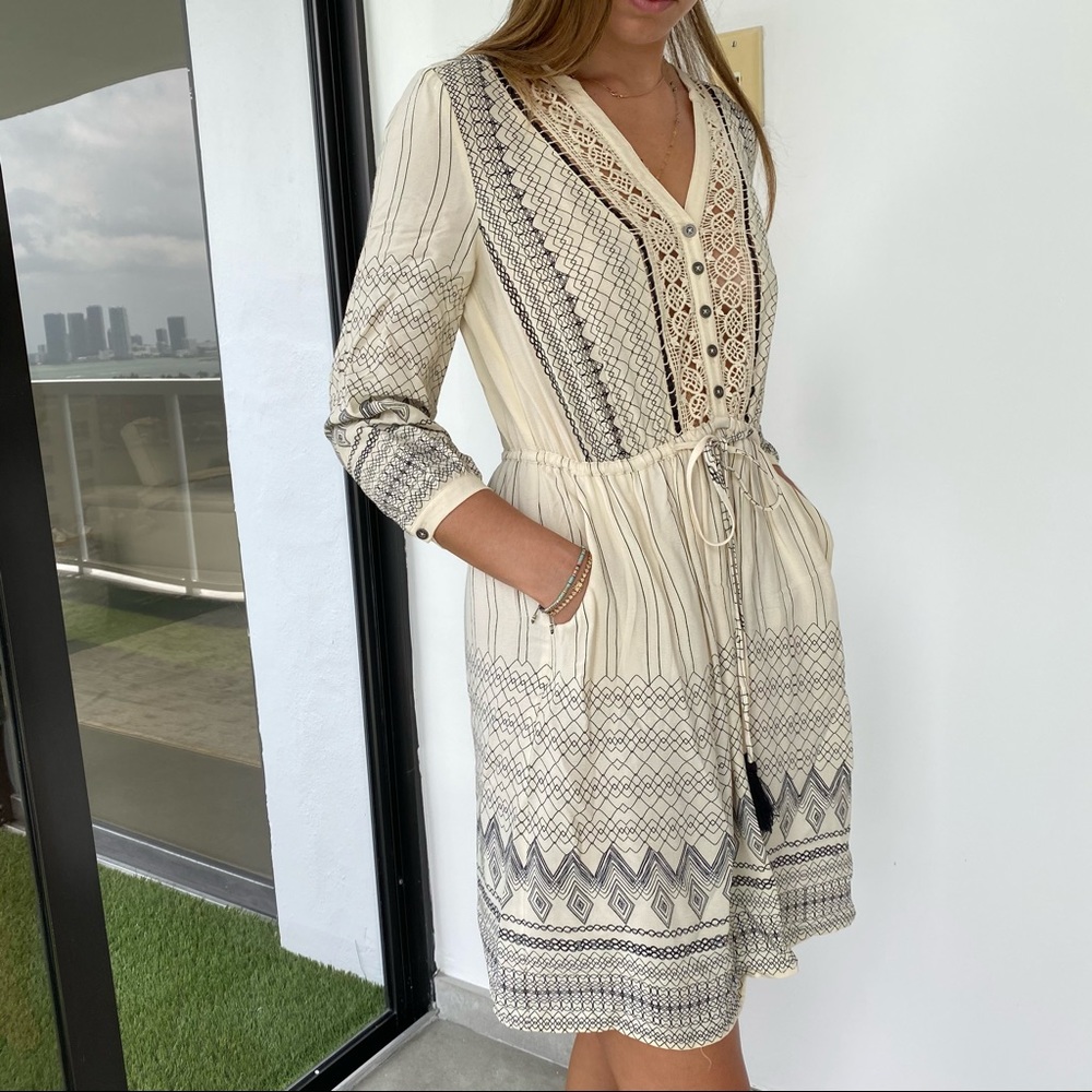 anthropologie boho print dress